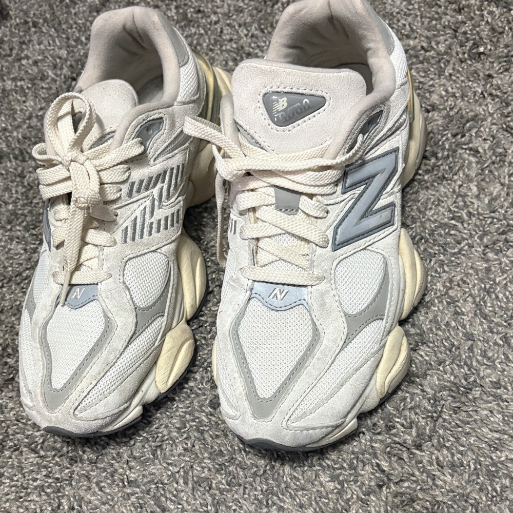New Balance Cream and Gray Athletic Shoes